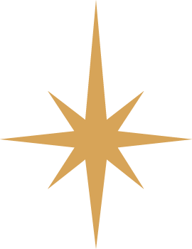 A golden sun colored guiding North Star