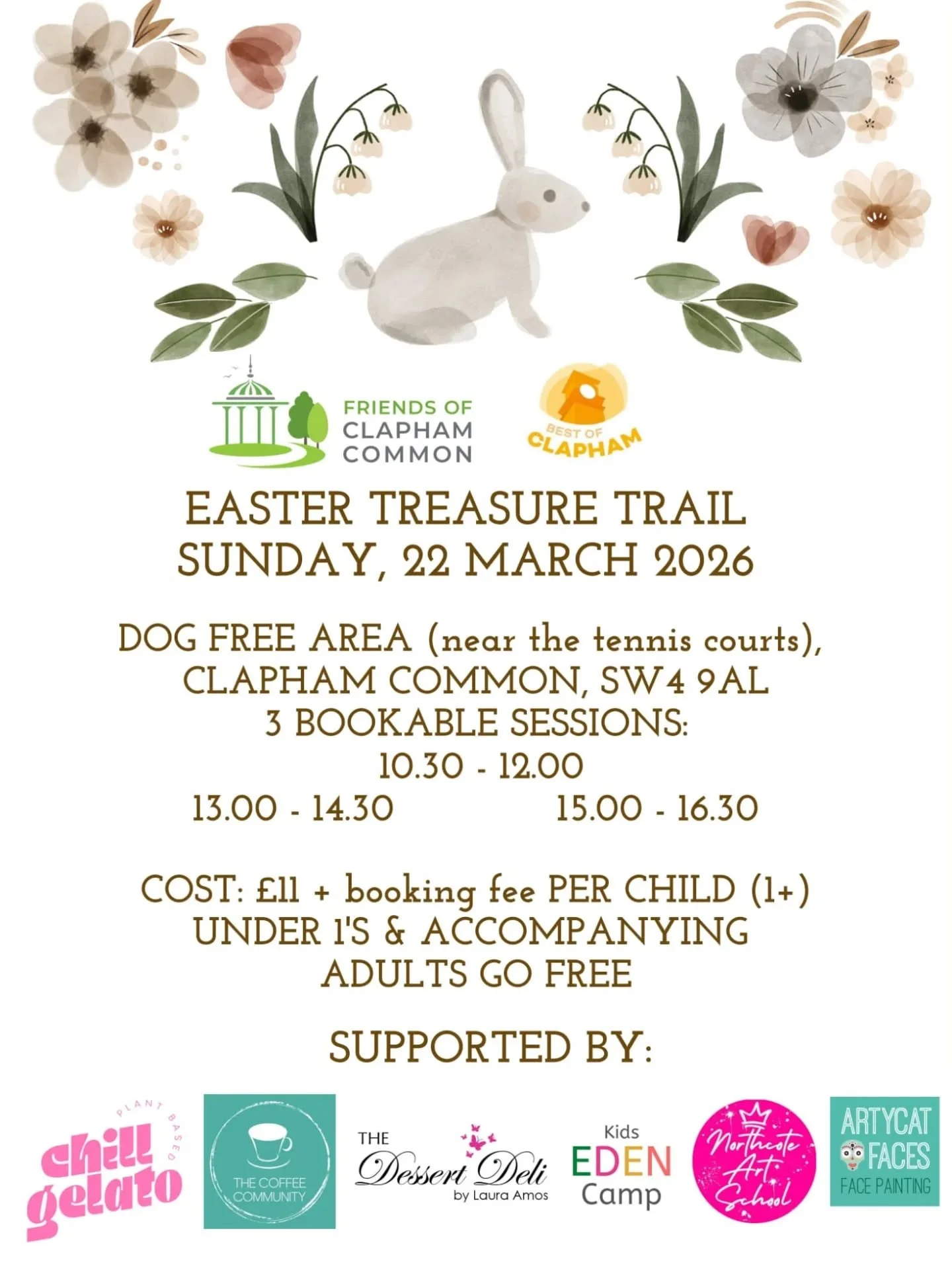 EASTER TREASURE TRAIL IS BOOKABLE - Bring your children to meet the Easter Bunny🐰

What's included: 
Easter treasure trail
Meet &amp; greet with the Ester Bunny 
Chocolate Easter Egg per child
Bouncy castle 
Arts and crafts 
Potting shed
Decorate yo