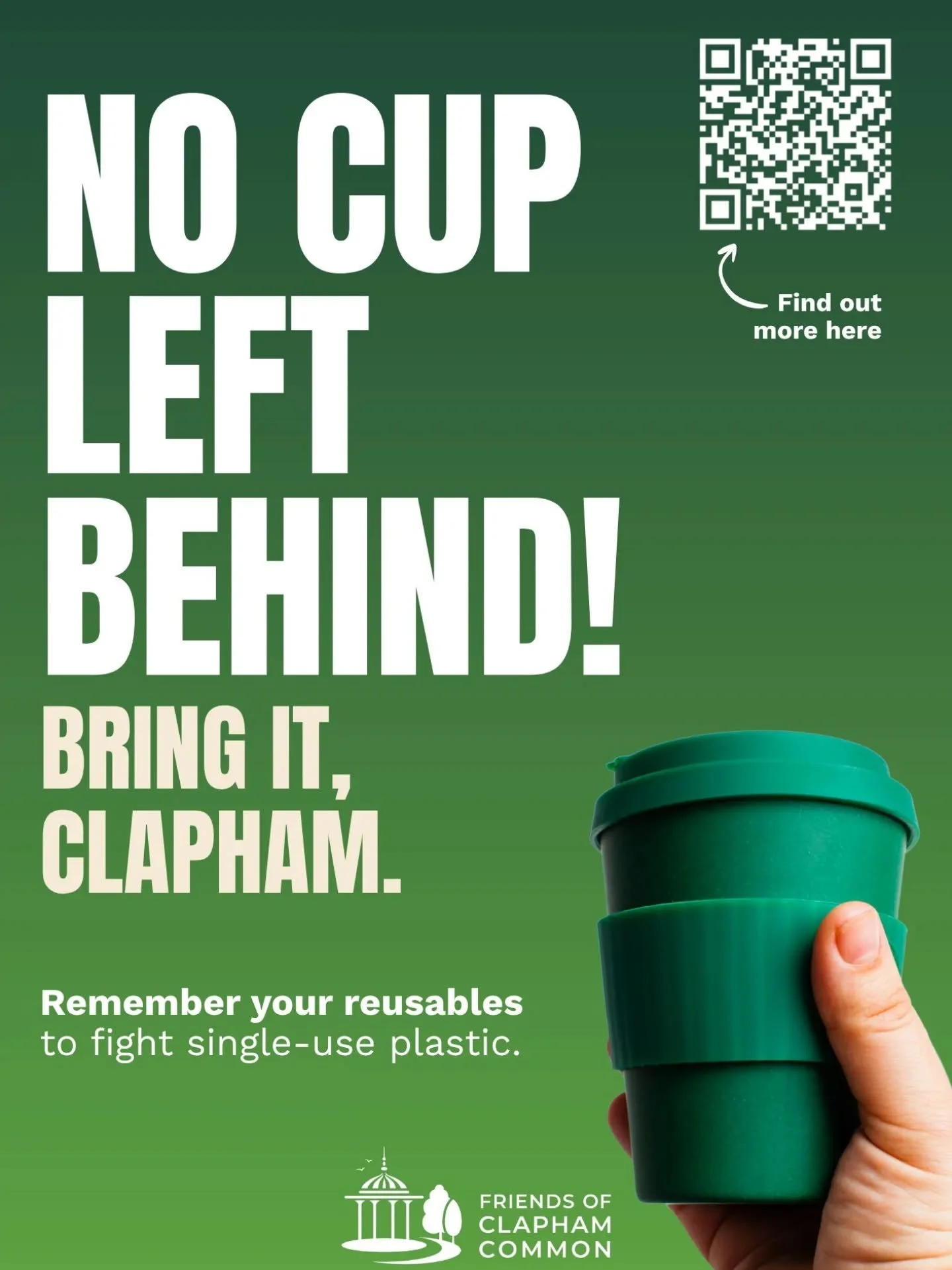 ☕ Clapham, it's time to Bring It! 🌿

Those single-use coffee cups are piling up on our beloved common &mdash; and we need your help to change that. Next time you step out of home, bring your reusable cup. That's it. Simple as that.

Join the reusabl