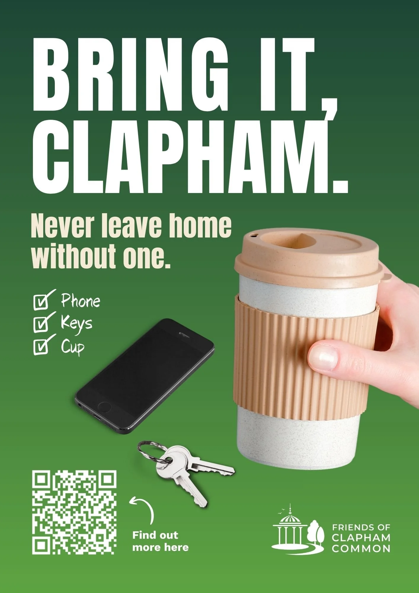 Poster with reusable cup and a checklist
