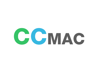 Logo with large green C, large blue C, and smaller gray MAC text