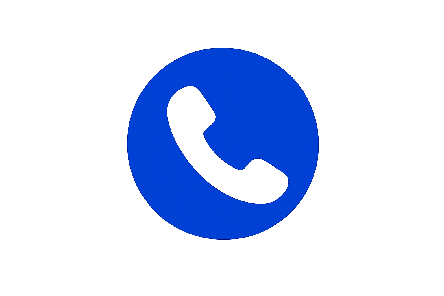 A blue circular icon with a black telephone handset symbol in the center.