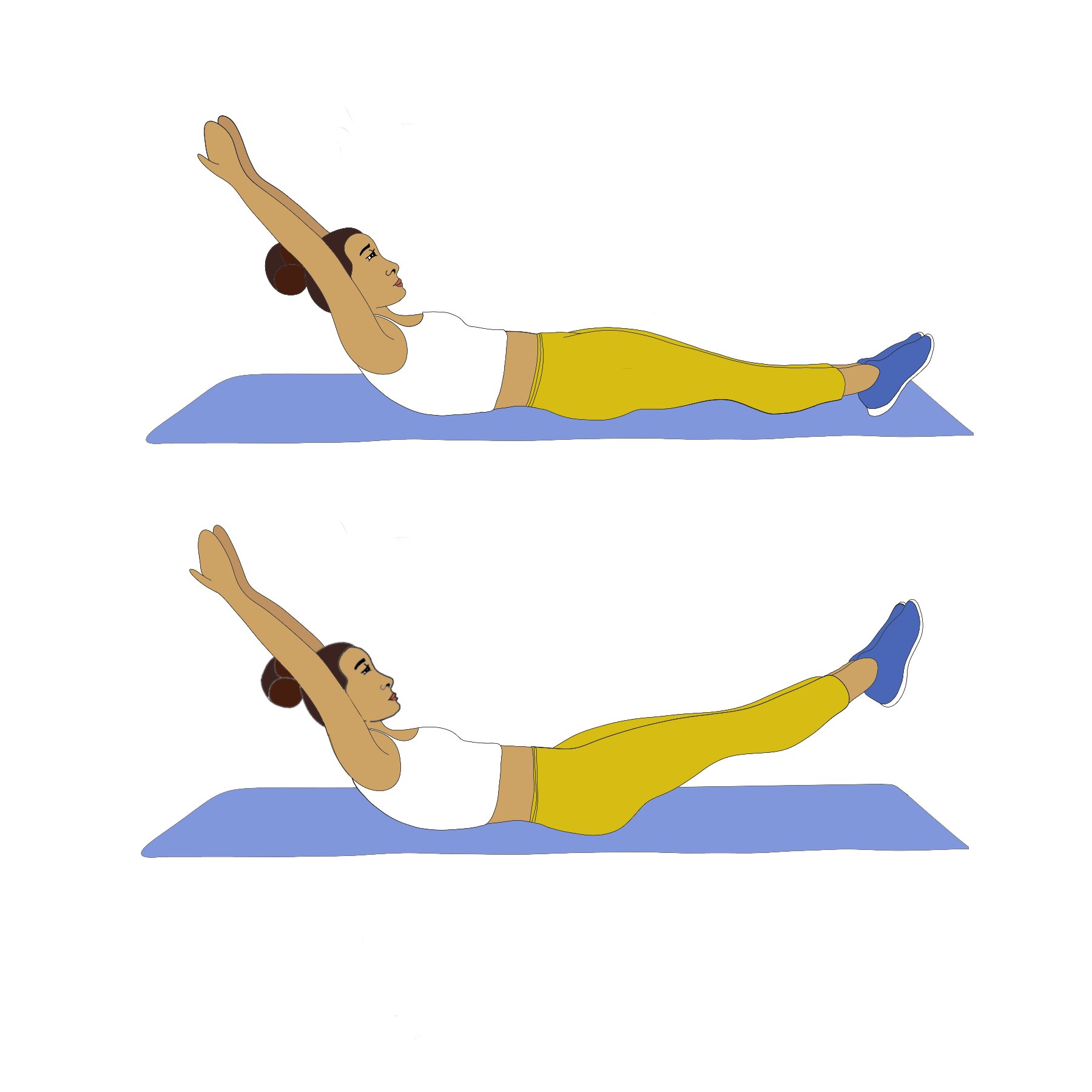 Bodyweight exercise for climbers:  woman performing a hollow body or ‘banana’ exercise to strengthen her core.