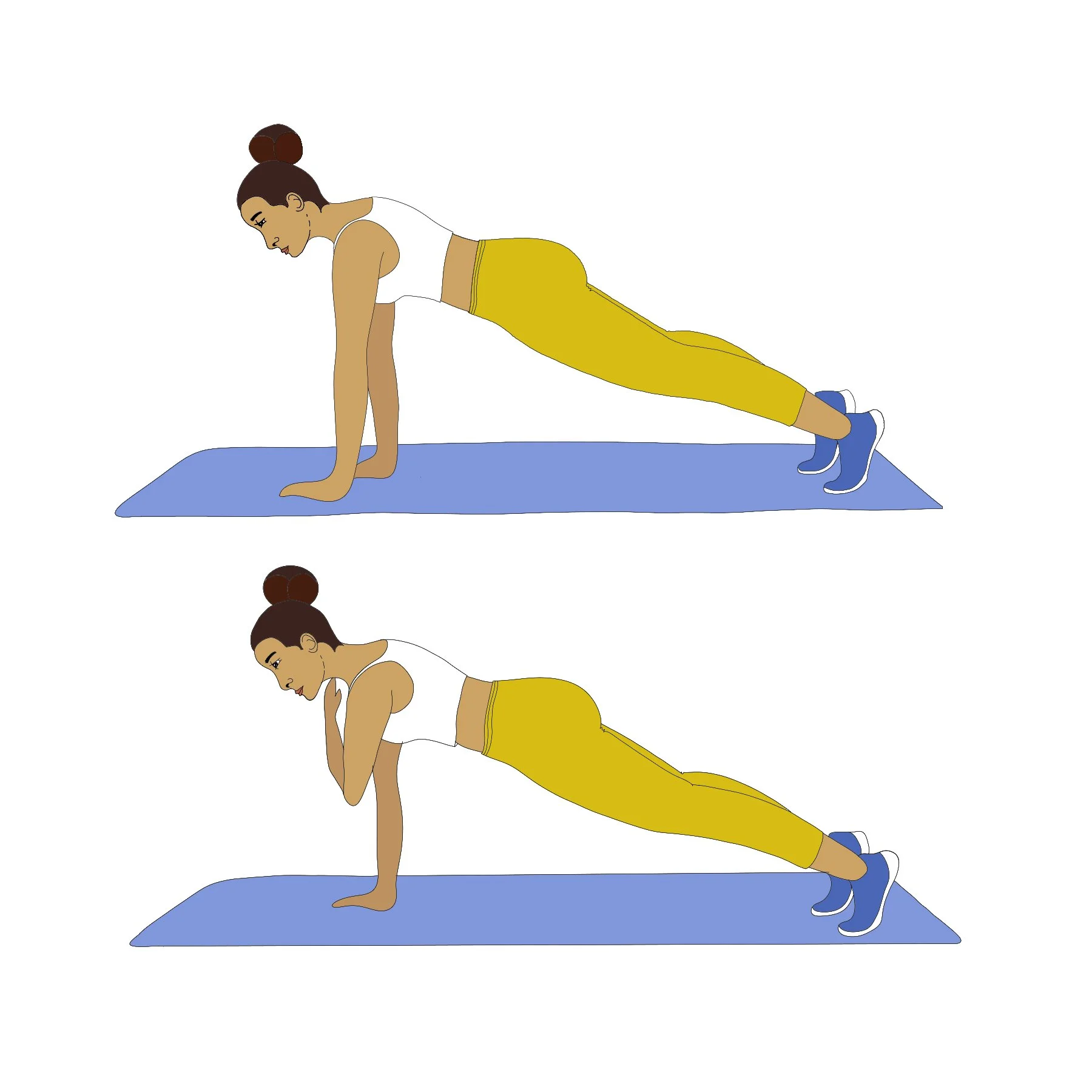 Bodyweight exercise for climbers: woman performs plank exercise with shoulder tap to create scapular stability and core strength.