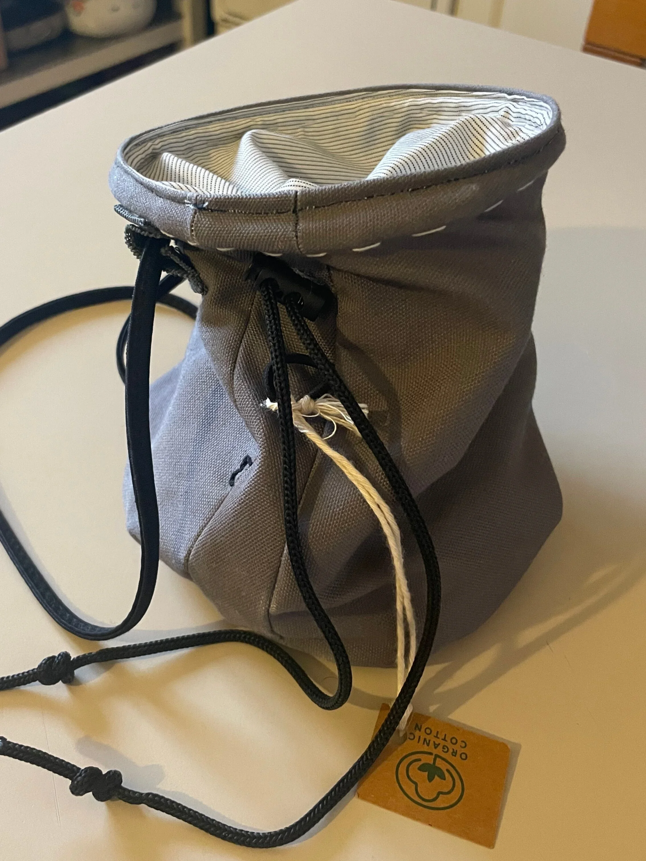 A handmade chalkbag made with durable materials