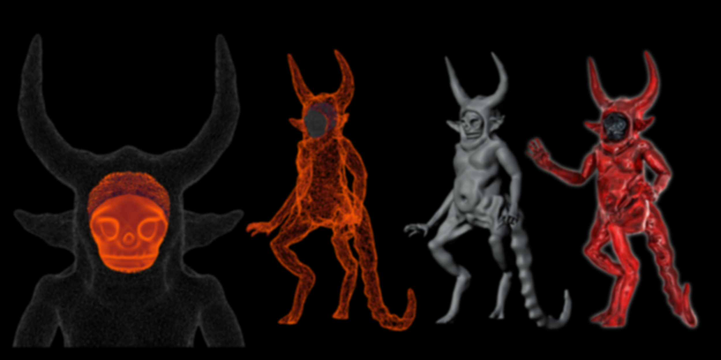 An example of a finished figurine and its 3D sketch