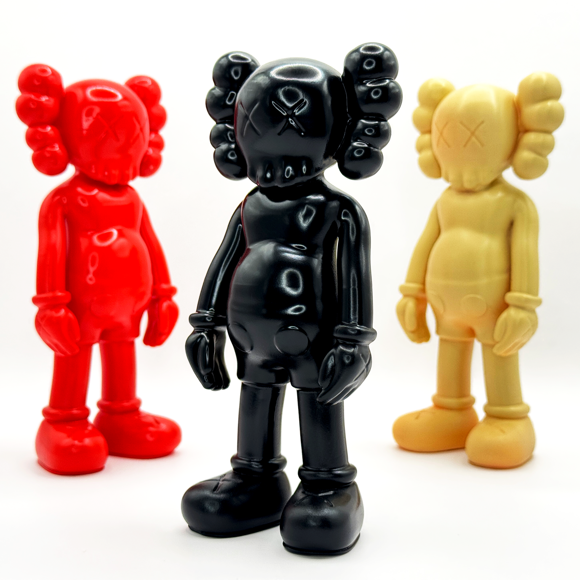kaws fan art figures - red black and beige