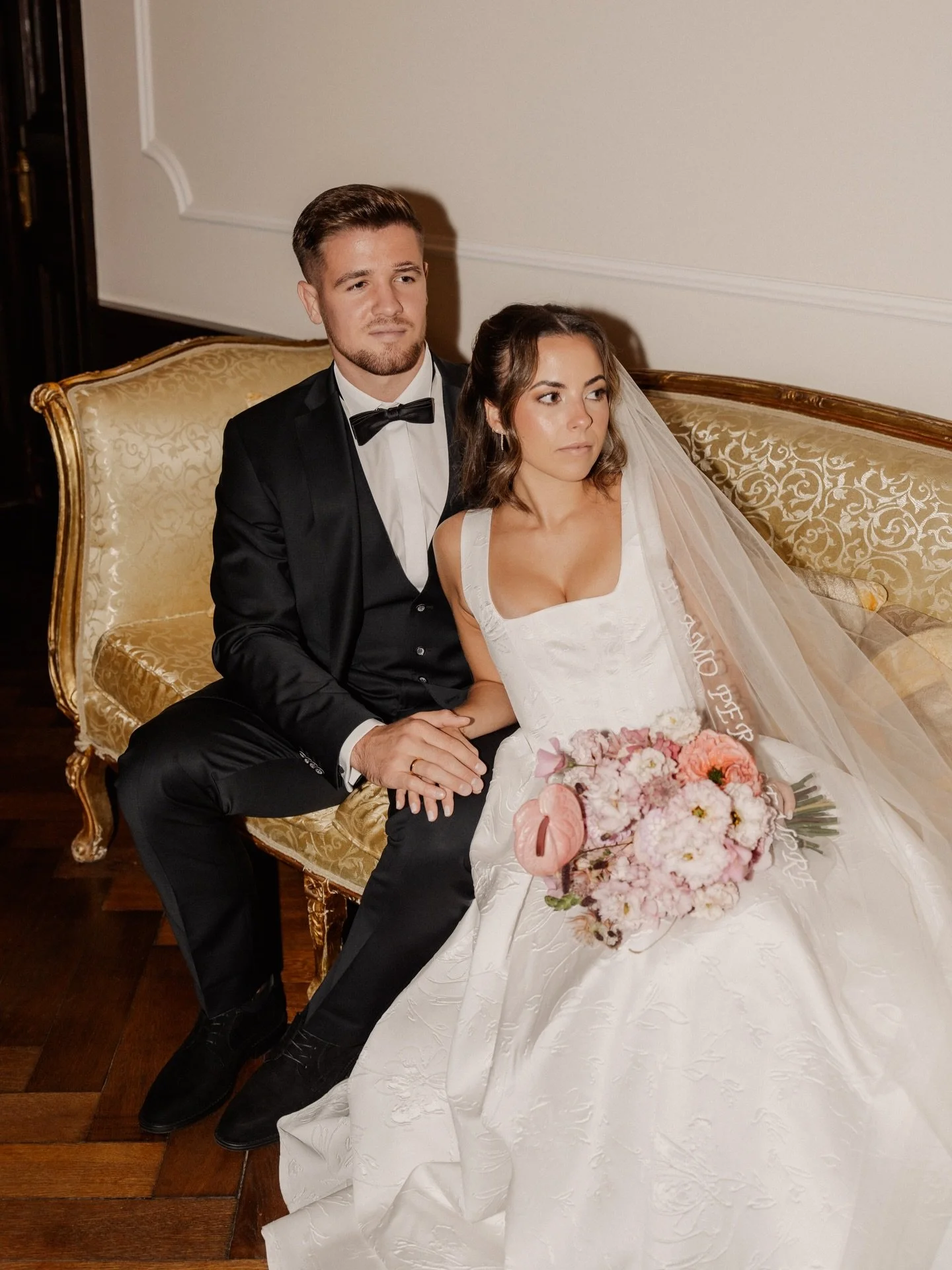 Refined romance, foreverlasting.🤍

Wedding Planner: @lilou.weddings 
Photographer: @annakuhnfotografie 
Location: @schlosslieser 
Hair&amp;Makeup: @edennora_beauty_artist 
Wedding dress:@fabienneschwarzer.bridaldesign 
Suit:  @herrenmodenkraemer 
Fl