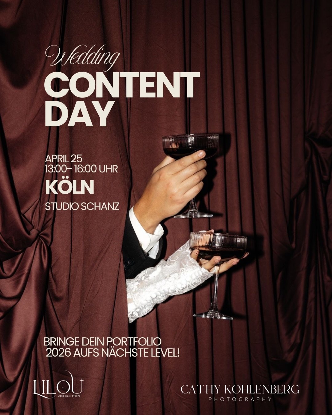 🤎CONTENT DAY &ndash; 25. APRIL🤎

📅 Datum: 25.04.26
⏰ Start: 13:00 Uhr
⏳ Shootingdauer: 3 Stunden

Erlebe einen exklusiven Content Day mit hochwertigen Design Elementen und kreativen Sets.

✨ Das erwartet dich:

3 Stunden professionelles Shooting
4