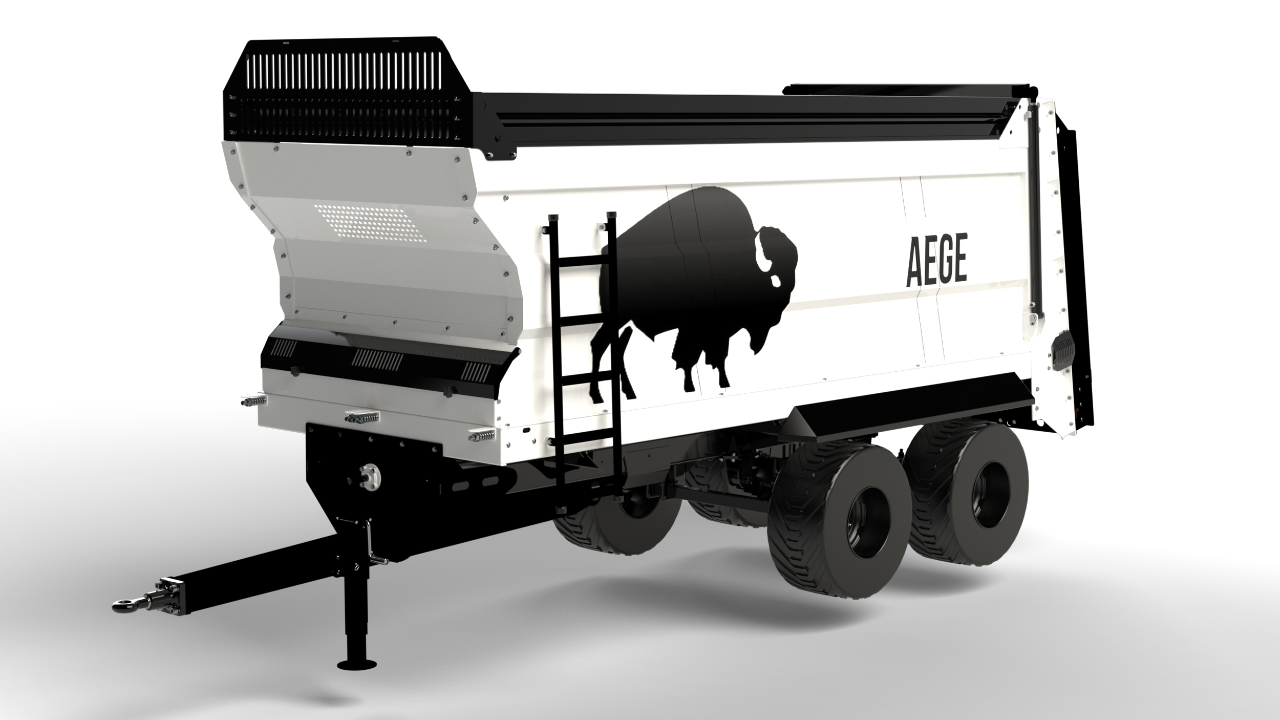 Aege Design & Engineering manure spreader trailer designed for efficient agricultural fertilizer distribution.