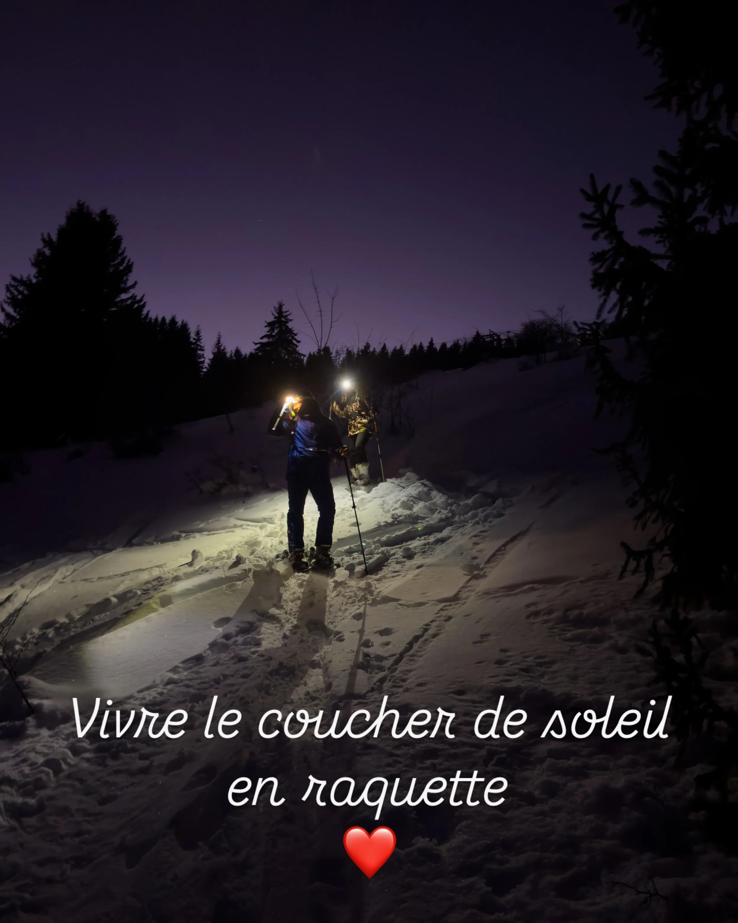 Randonnée raquettes coucher de soleil guidée