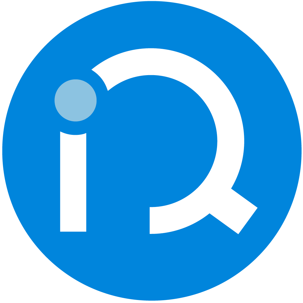 Amorphiq Logo with a blue circle, white lowercase 'i', and 'Q'.