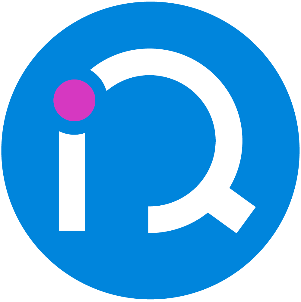 Amorphiq Logo with a blue circle, white lowercase 'i', and 'Q'.
