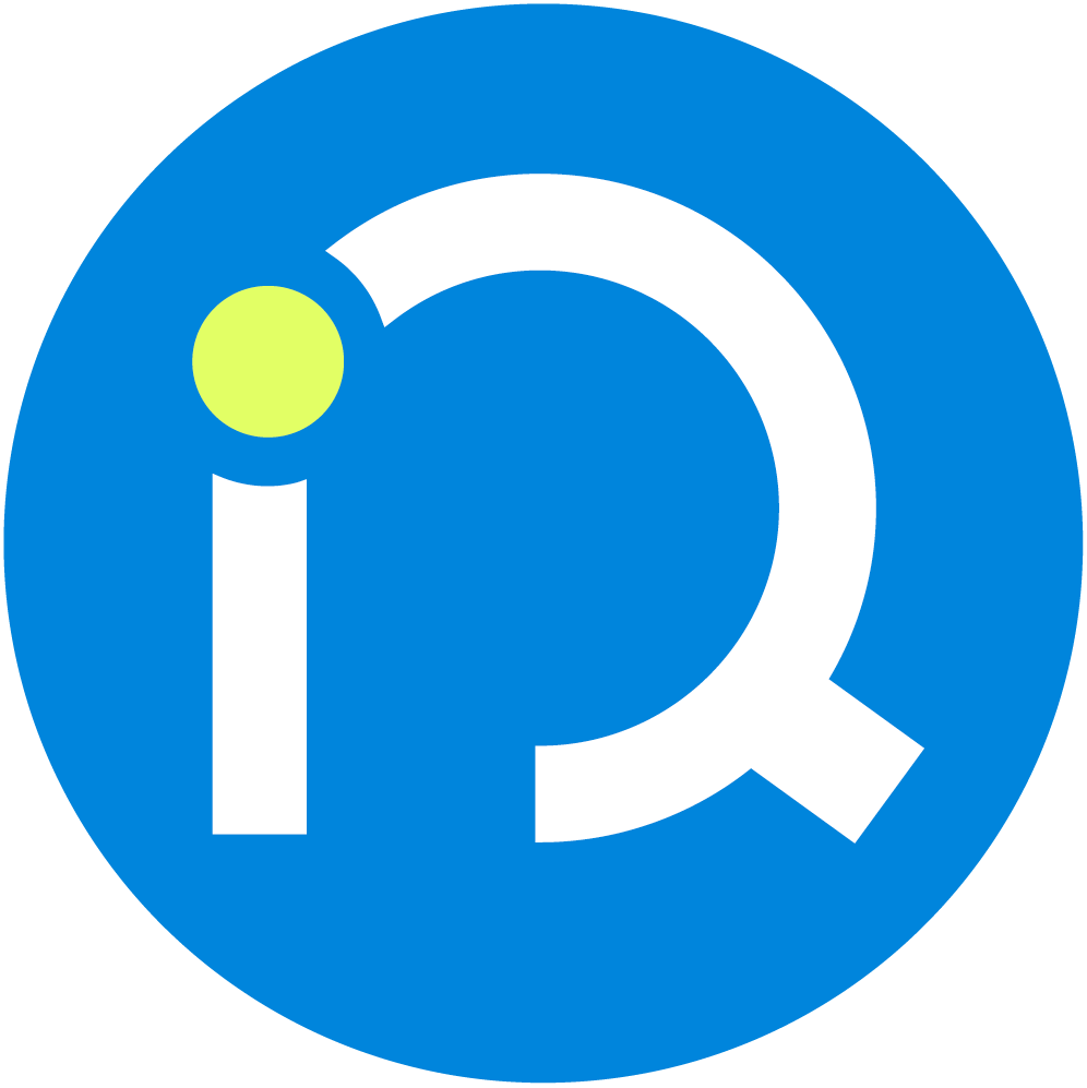 Amorphiq Logo with a blue circle, white lowercase 'i', and 'Q'.