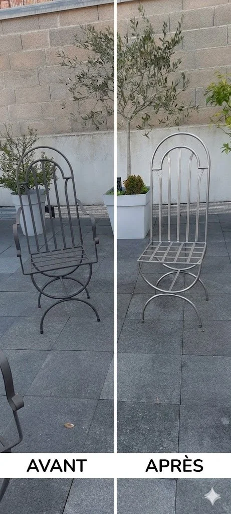 chaise en fer forgé préparation avant peinture