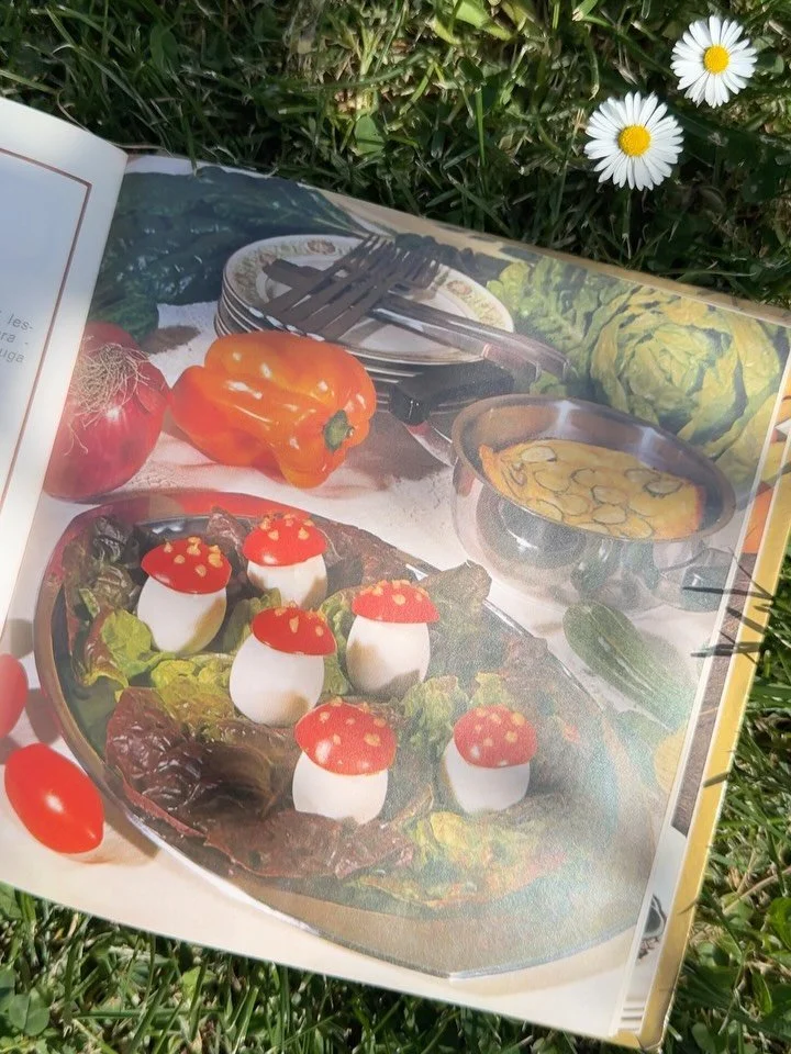 Buona Pasqua! 🐣 
Possano i vostri pranzi essere coronati da opere d&rsquo;arte come questo reperto mega vintage (grazie suocera ❤️) trovato in questo agile e grazioso pamphlet culinario del settembre &lsquo;77:  SCHERZO DI FUNGHI 🍄