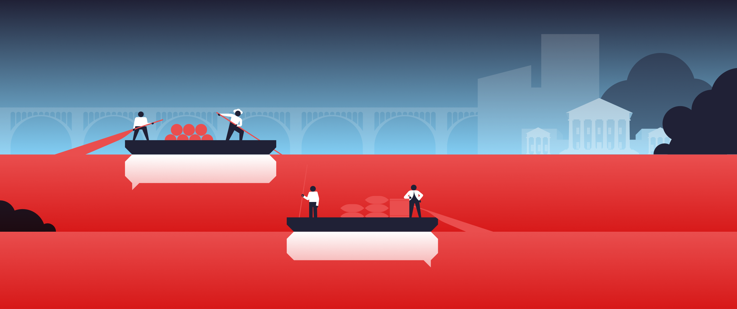 An event poster illustrating Richmond, Virginia, in a minimalistic and colorful style. It features Virginia State Capitol, James' river and Mayo's Bridge