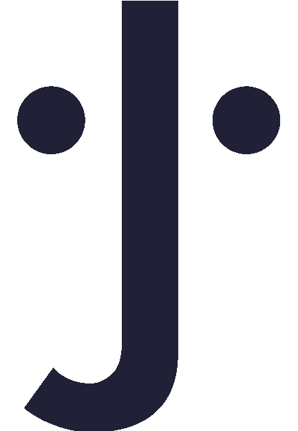 Minimalist cartoon of a smiling face with two dots for eyes and a curved line for a mouth.