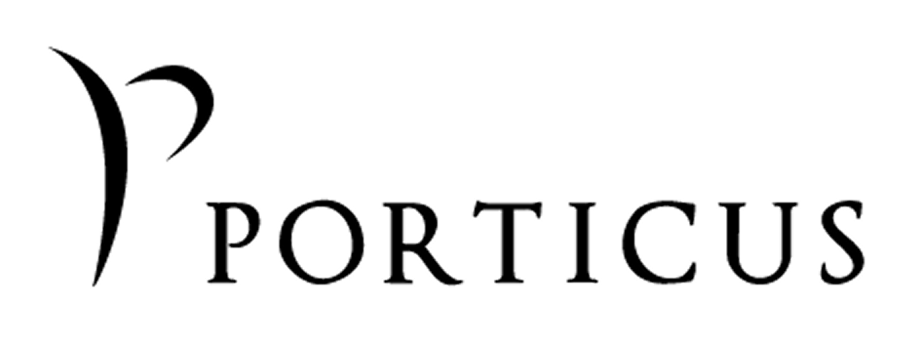 Logo with a stylized 'P' and the word 'Porticus' in black text.