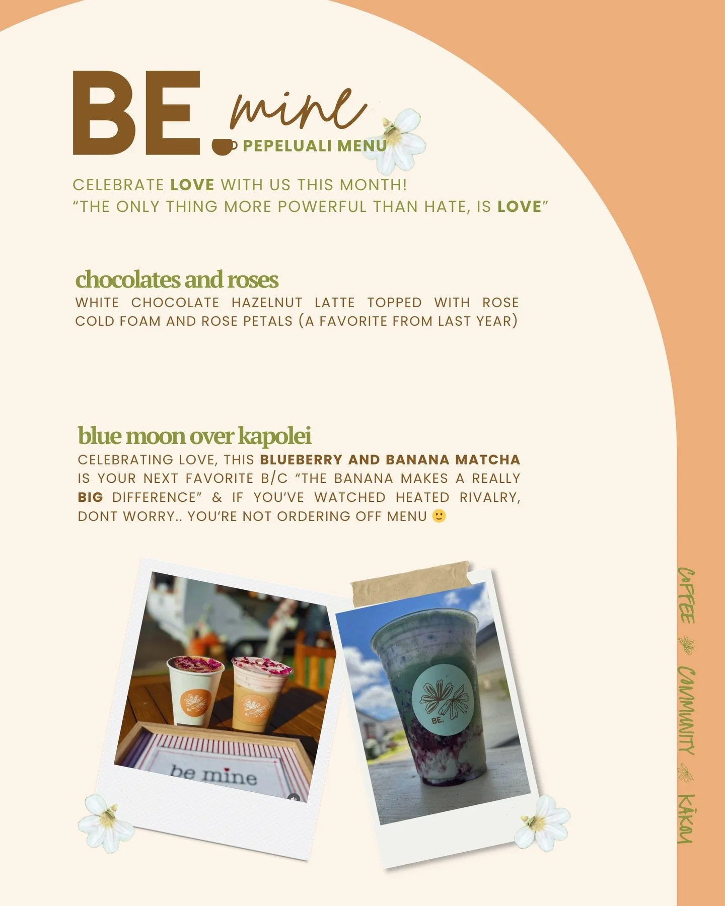 pepeluali menu is hereee! 

❤️ celebrate LOVE with us this month ☺️ 

&bull; chocolates &amp; roses 🌹 
  our must repeat from last february &amp; kaitie's favorite drink ever.. now available in espresso, matcha, or hojicha! 

&bull; blue moon over k