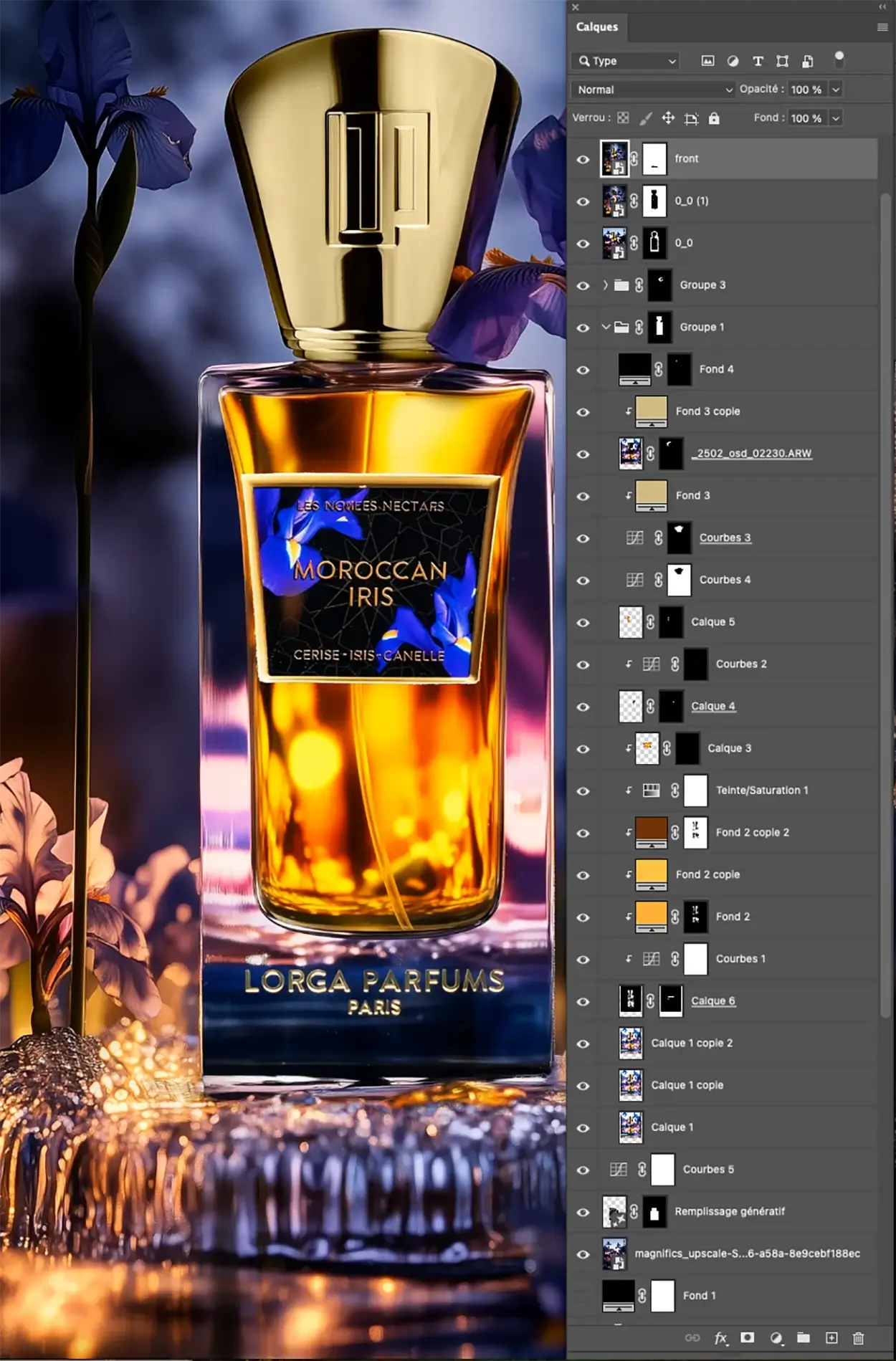 Vu d'un fichier Photoshop, ouvert avec tous les calques