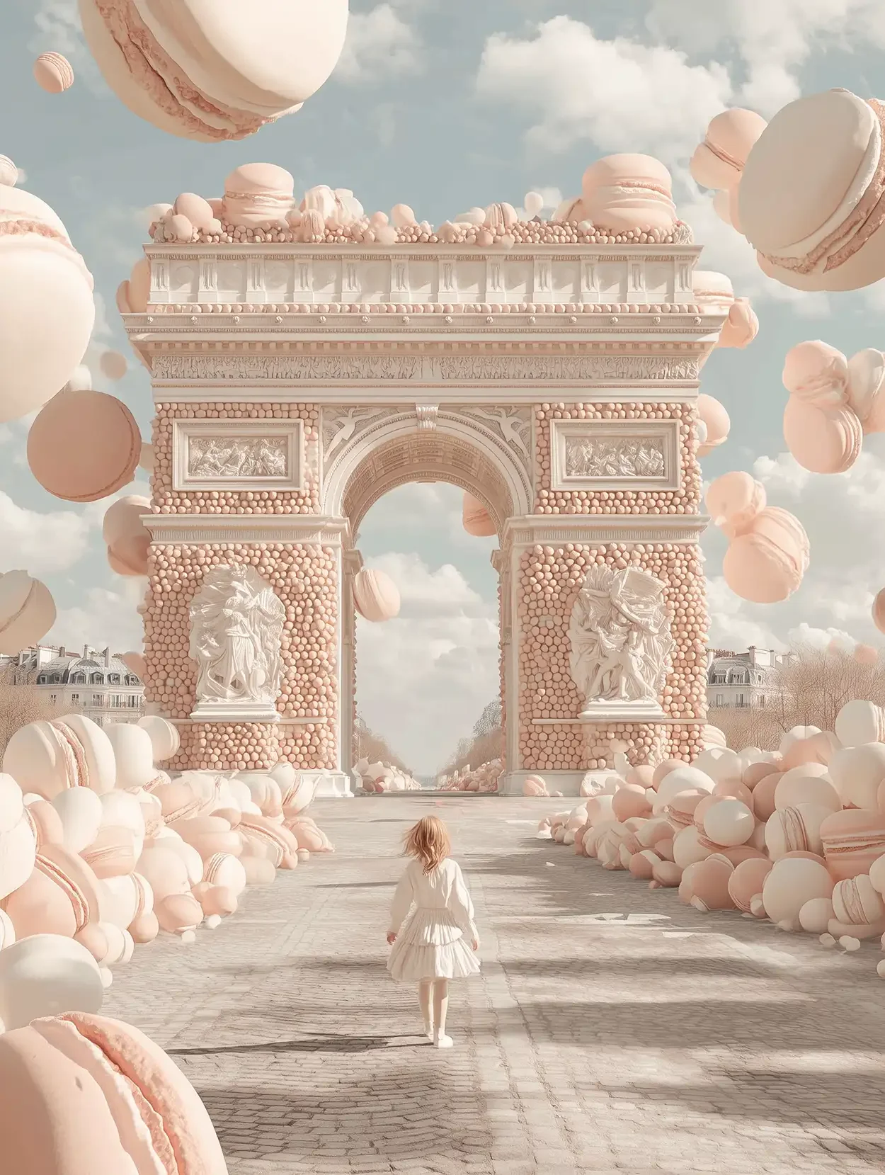 Arc de Triomphe sur les Champs-Élysées entièrement généré par Midjourney