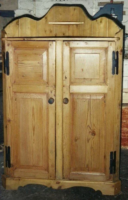 Manufactured Pine corner cabinet made from recliamed antique pine