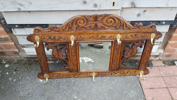 Refurbished Oak Carved Cot Rail
