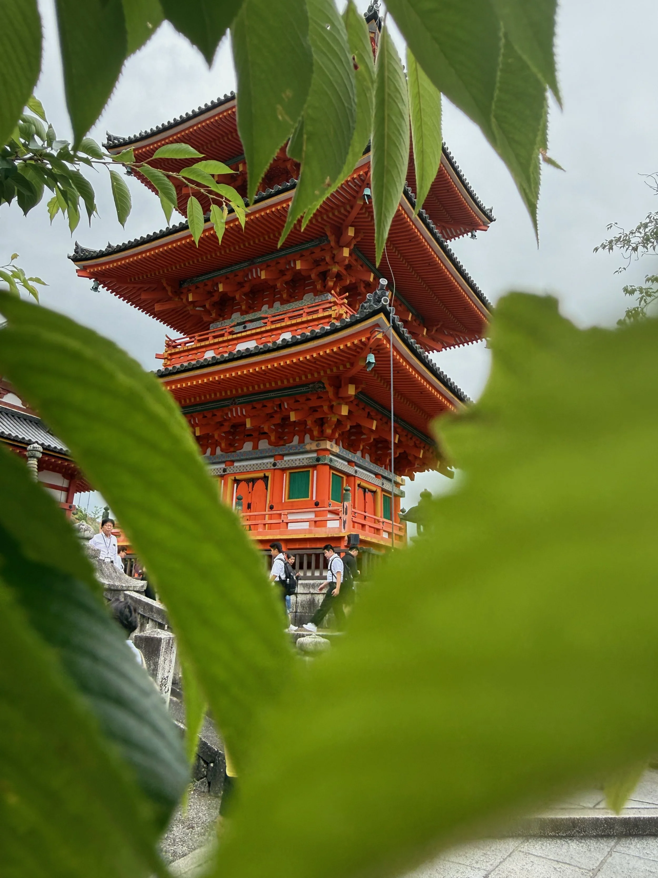 Traditional red Japanese temple with historic architecture in Japan.