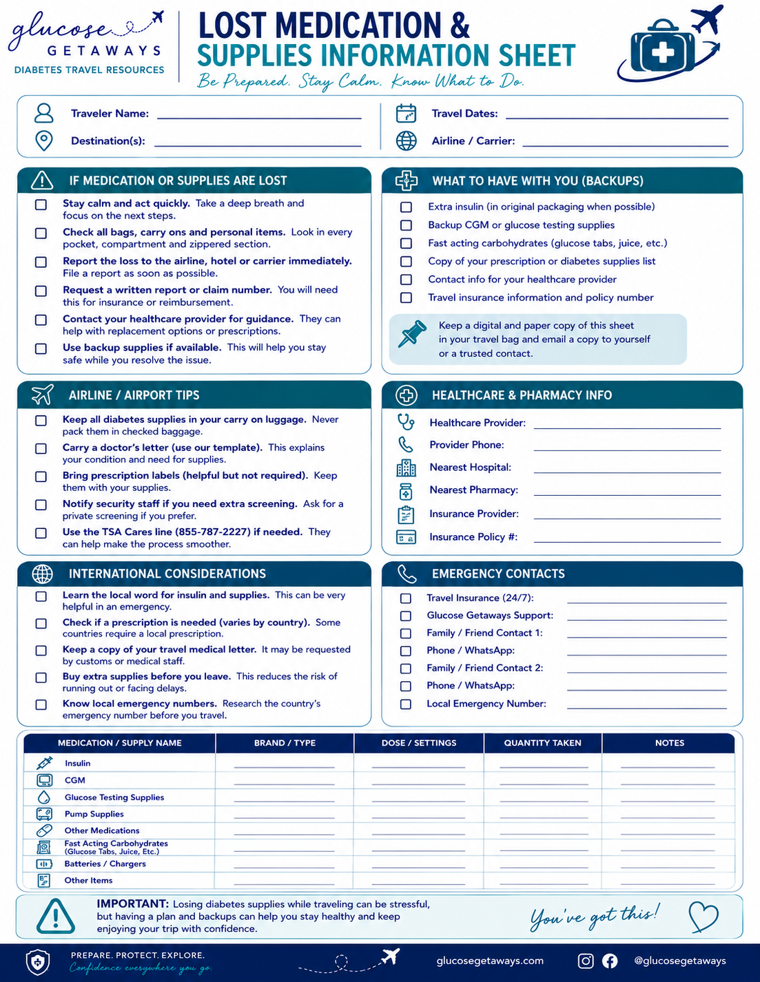 Lost Medication and Supplies Information Sheet