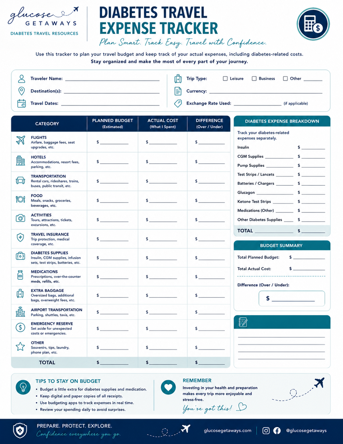 Diabetes Travel Expense Tracker