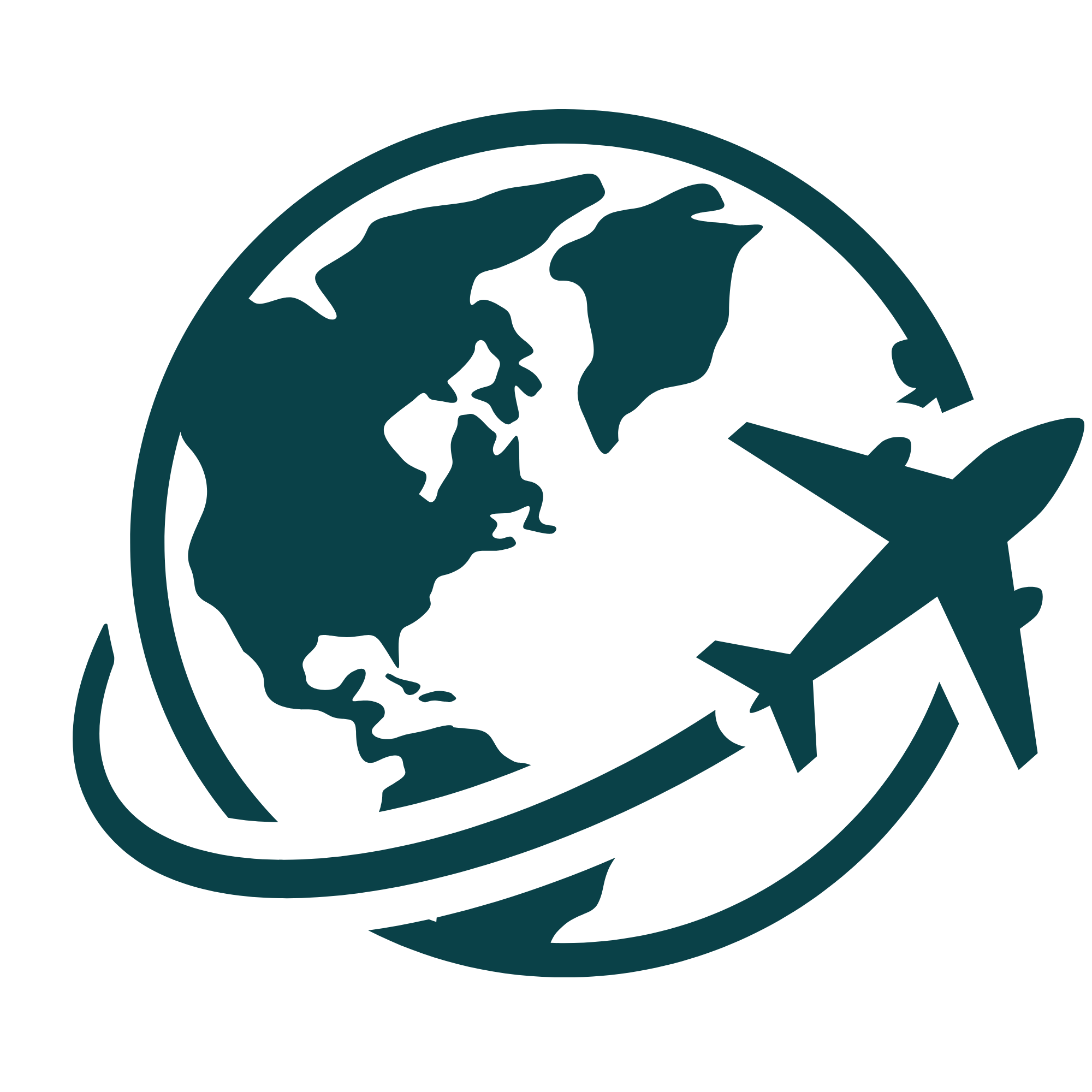 Globe icon with an airplane representing real-world travel experience and trusted travel planning advice.
