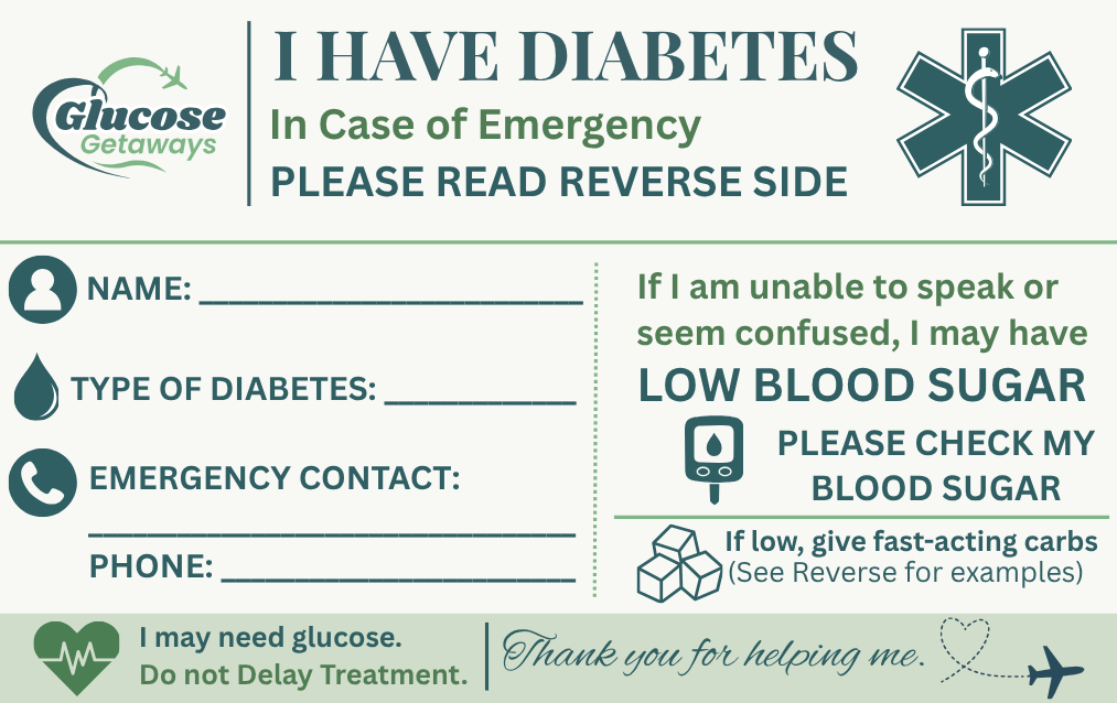 Diabetes Medical Idetification Card