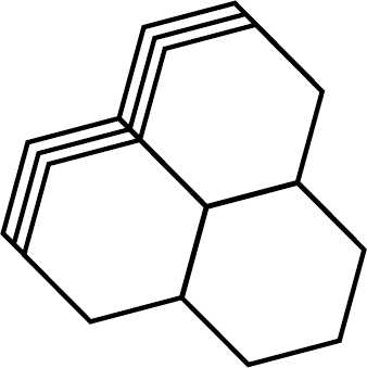 Drei weiße Hexagone mit schwarzen Umrissen auf schwarzem Hintergrund.