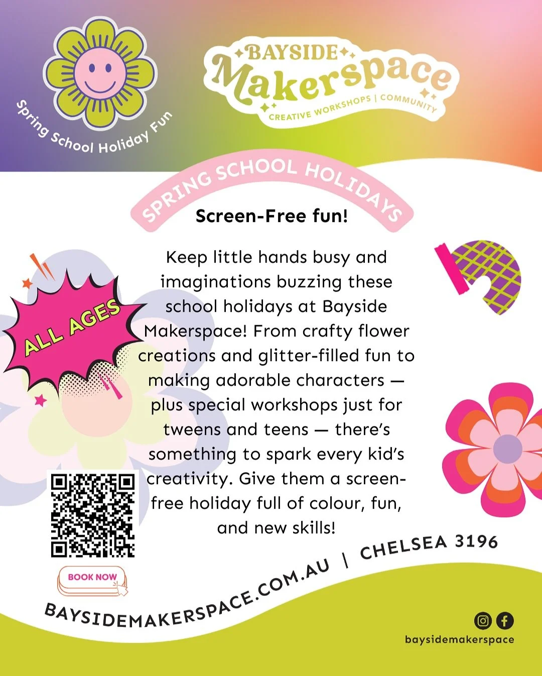 🌸SPRING IS (ALMOST) HERE!!🌻 Can you believe only 3 weeks until it&rsquo;s school holidays again!! 
Check out the Spring School Hol fun to be had @baysidemakerspace !

Everything is ready to book on the What&rsquo;s on page for School Holidays! Grab