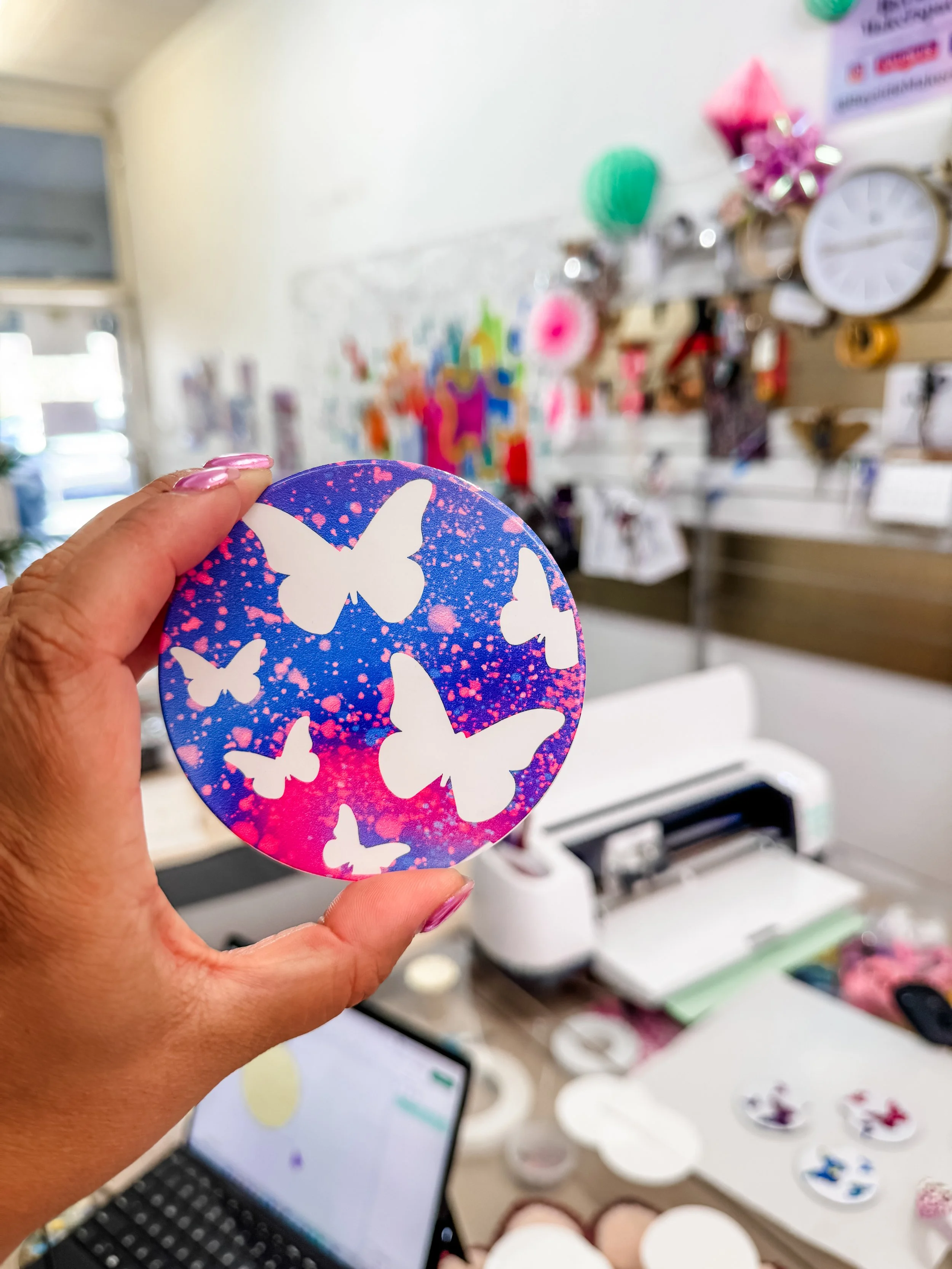 Sublimation ceramic coaster made with Cricut infusible ink.JPG