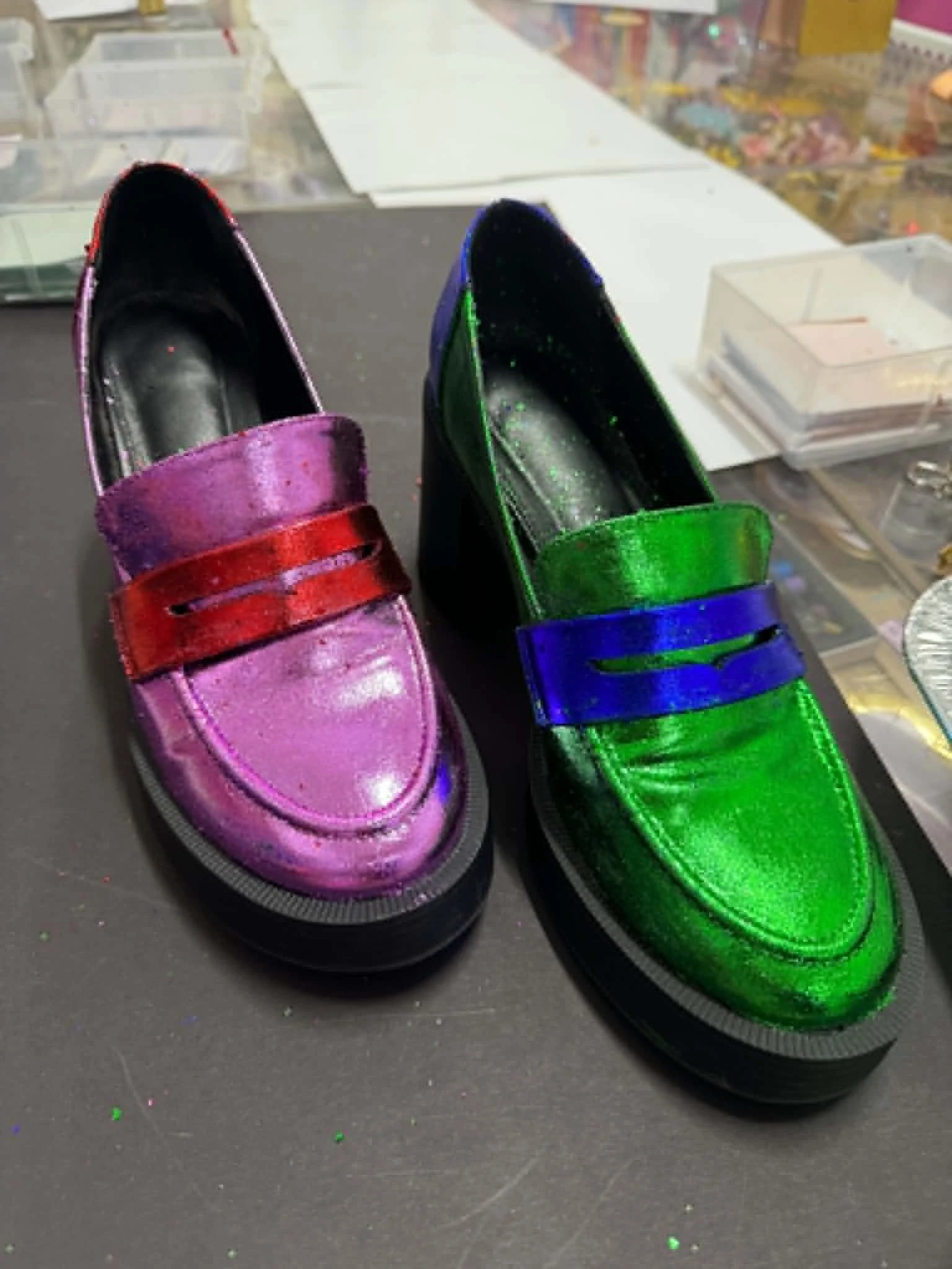 Shiny shoes upcycled