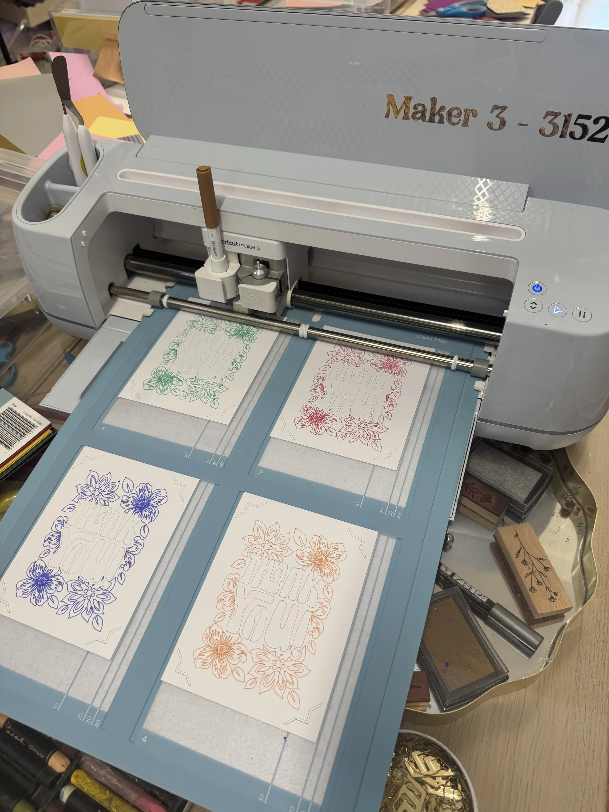 Cricut Maker drawing greeting cards at bayside makerspace.JPG