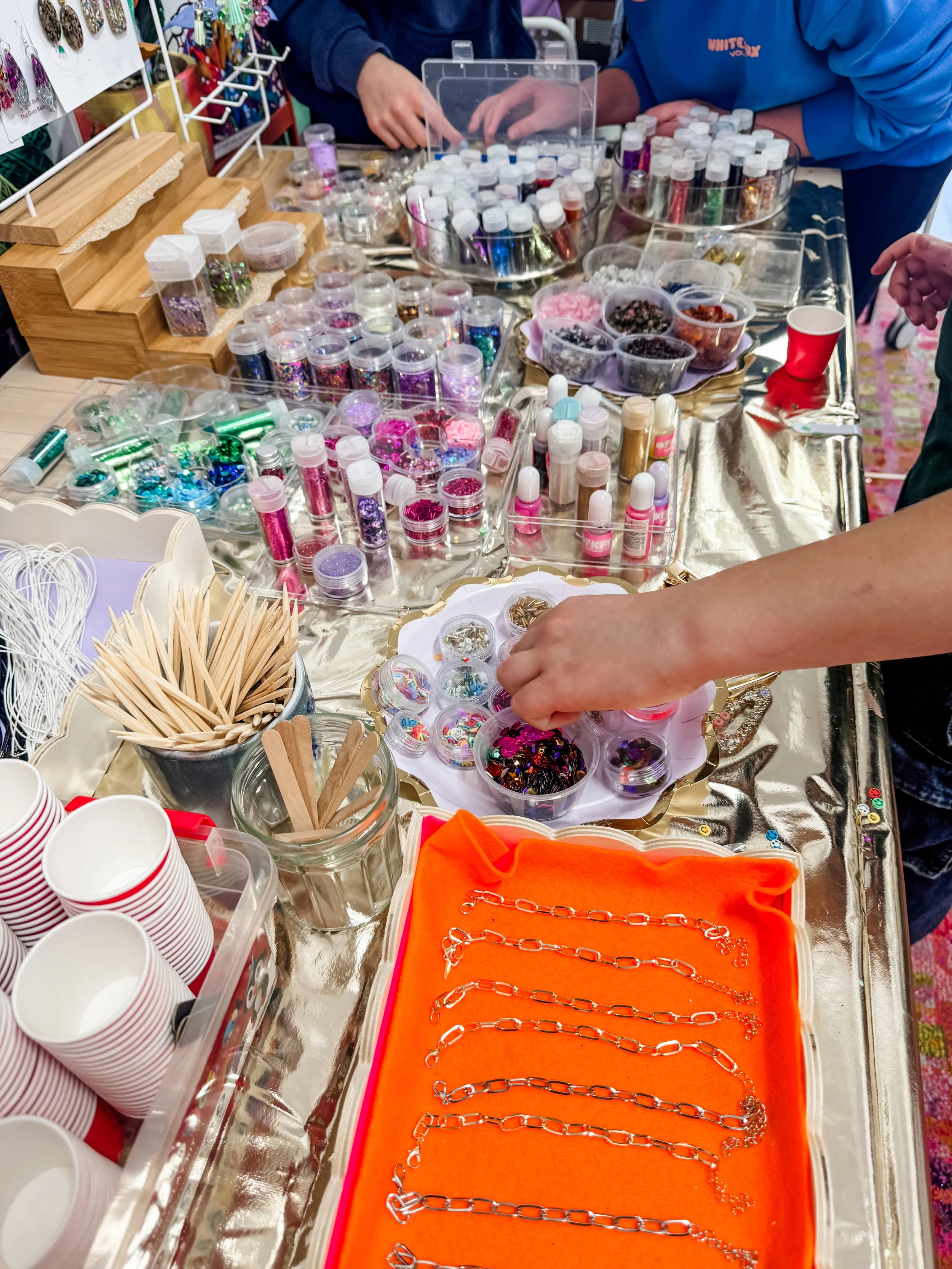 Sparkly table of things for tween crafts