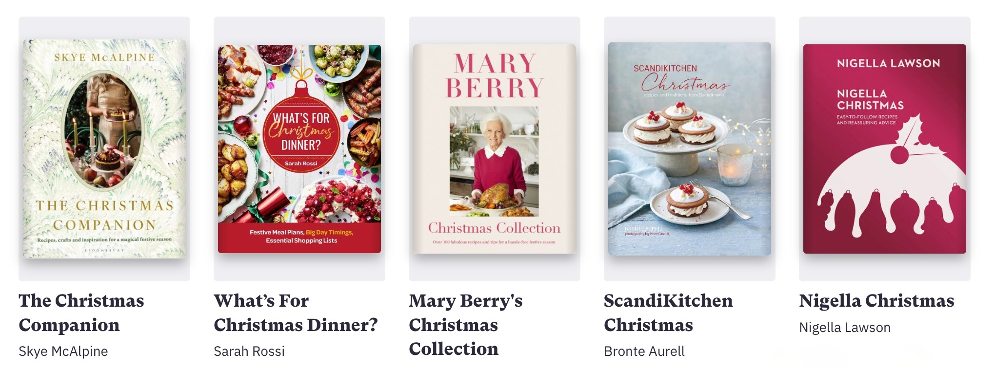Covers of Christmas cookbooks