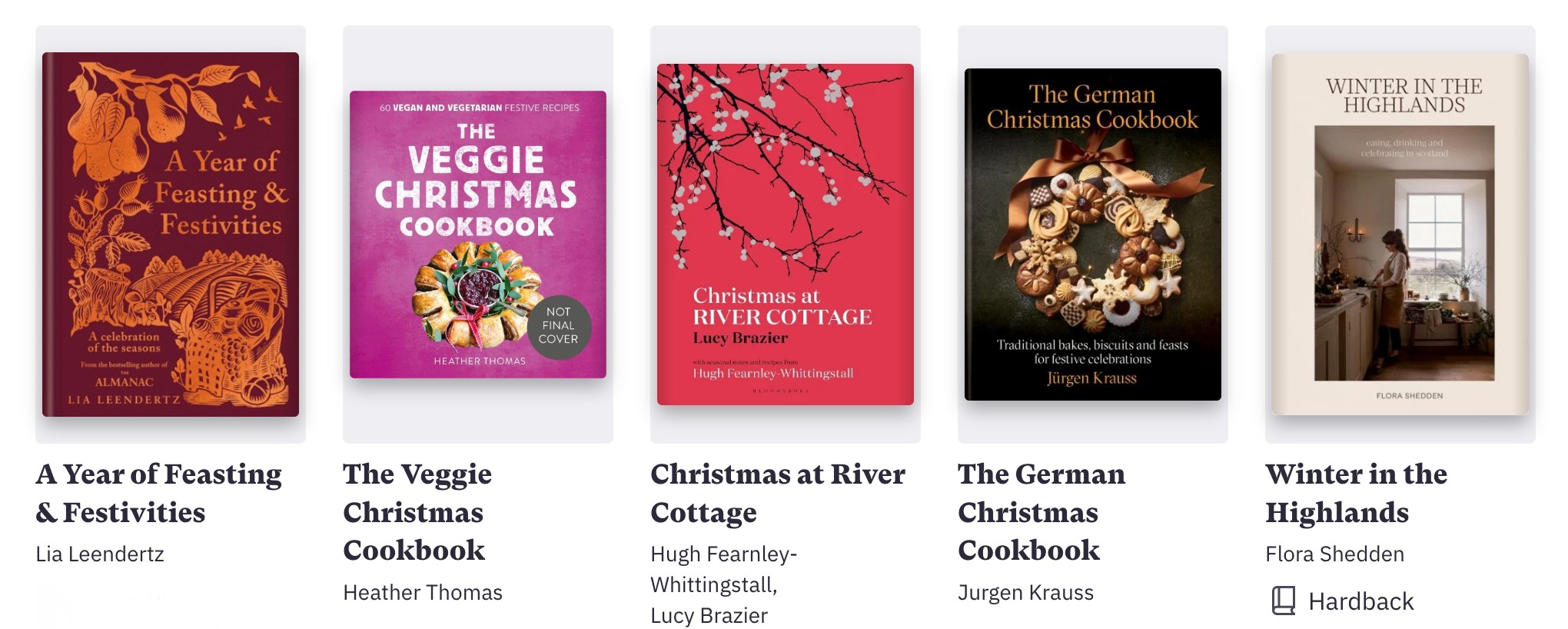 Festive cookbooks covers