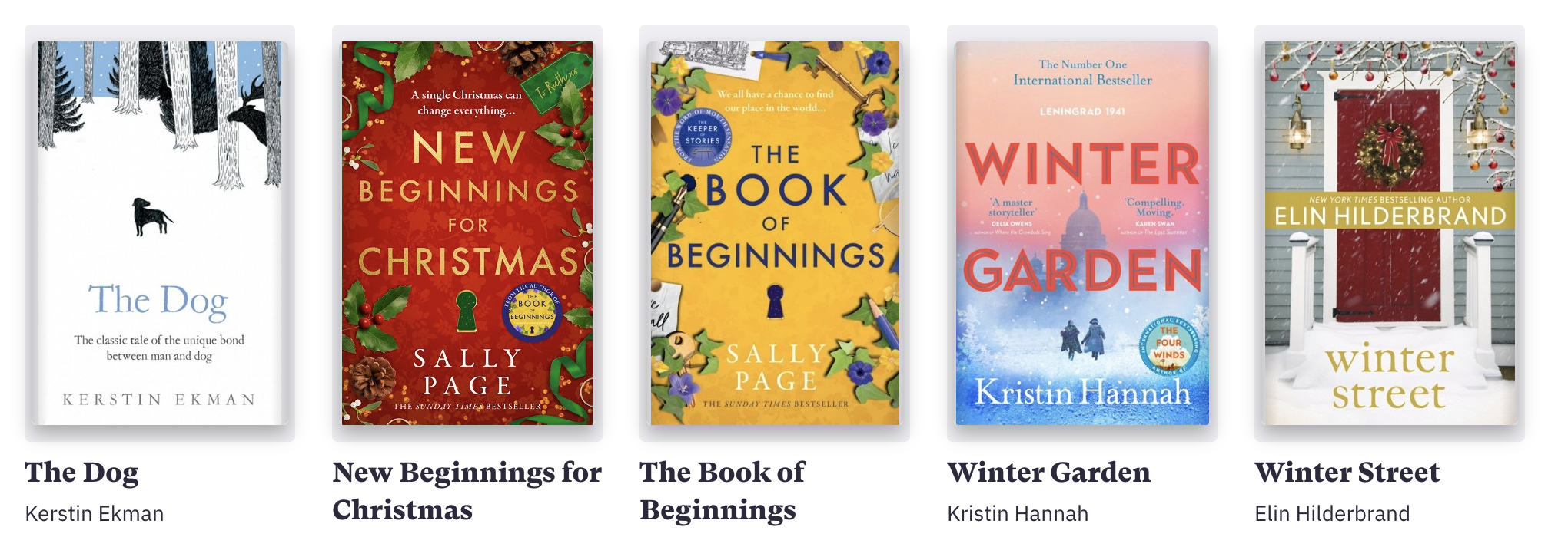 Covers of winter feel good books