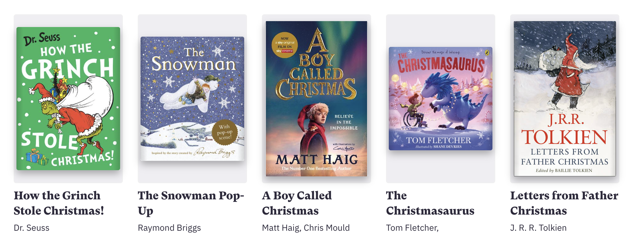 Covers of Christmas books for children