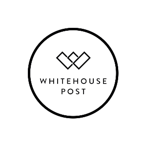 Logo with two interlocking diamond shapes above the words 'WHITEHOUSE POST' inside a circle