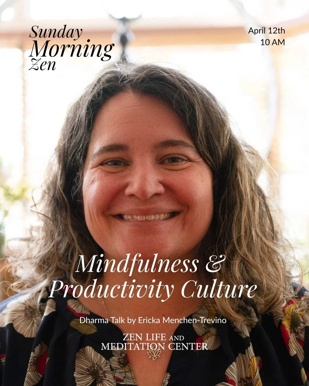 Join us for Sunday Morning Zen. 
Schedule:
8:15 Buddhist Service
9:00 Meditation
10:00 Dharma Talk
11:00 Kinship Hour
You may attend in-person or online. Everyone is welcome!

Visit us: https://www.zlmc.org
Muddy Waters Blog &mdash; dharma reflection