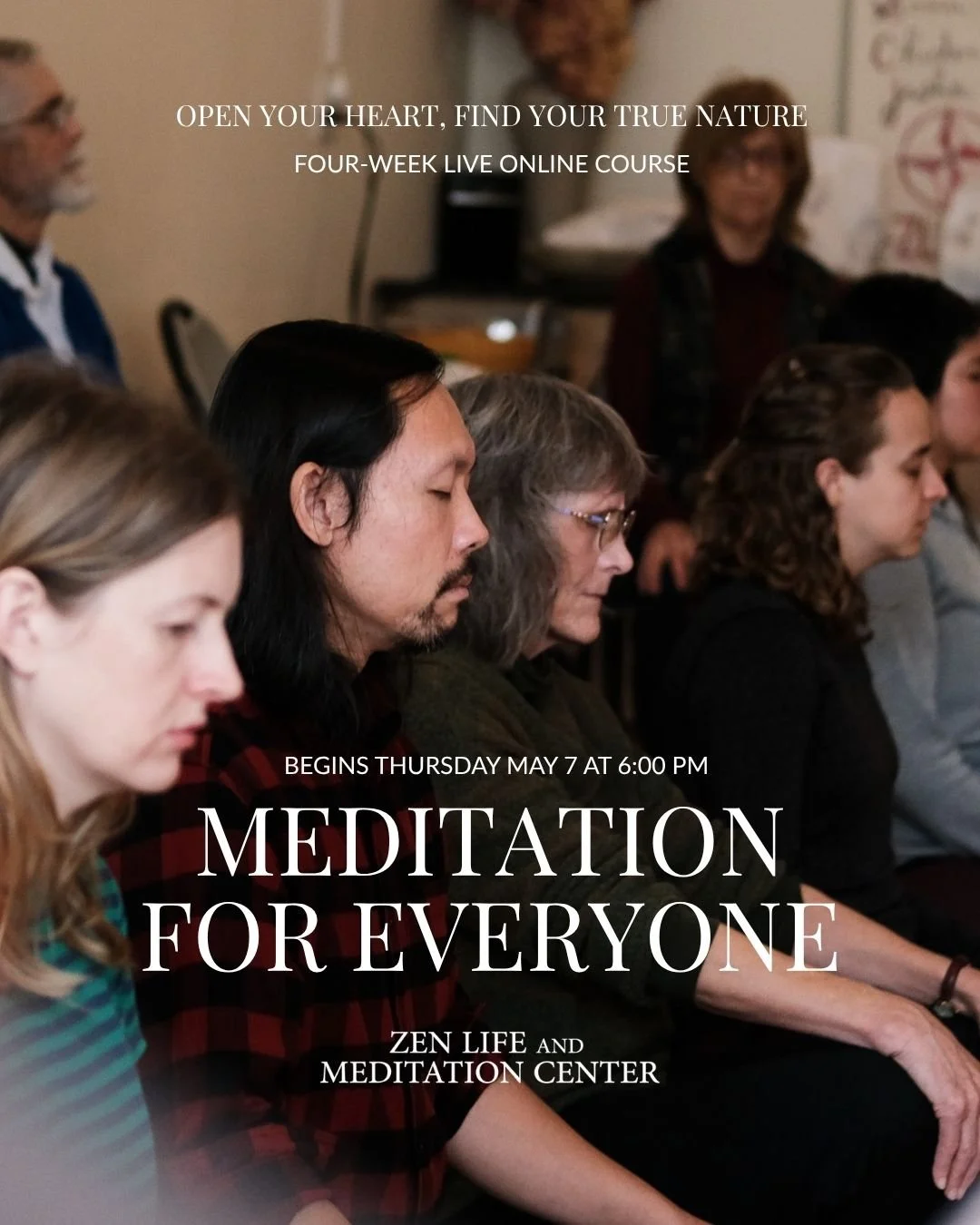 🌿 Open your heart. Find your true nature.
Meditation for Everyone &mdash; our four-week hybrid course &mdash; begins May 7 at 6:00 PM. Join us in person or online. All are welcome, all levels, no experience needed. 🧘✨
⏰ Early bird pricing ends Apri