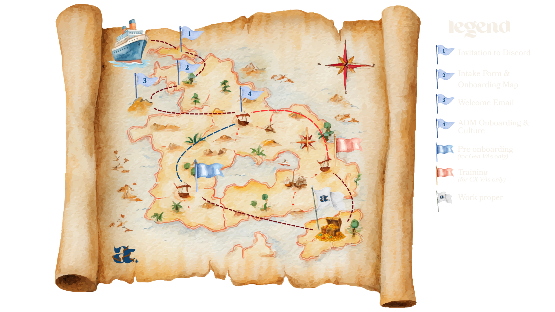 Anchor Digital Manila's illustrated onboarding map for sailors