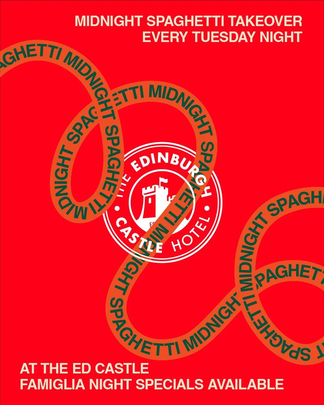 Due to popular demand, we are introducing a weekly @midnightspaghetti_ takeover at the Ed Castle, every Tuesday night!⁠ 🍝⁠
⁠
&rarr; Enjoy your favourite @midnightspaghetti_ famiglia night specials (pastas from $15 + entree specials!) ⁠
&rarr; Every 
