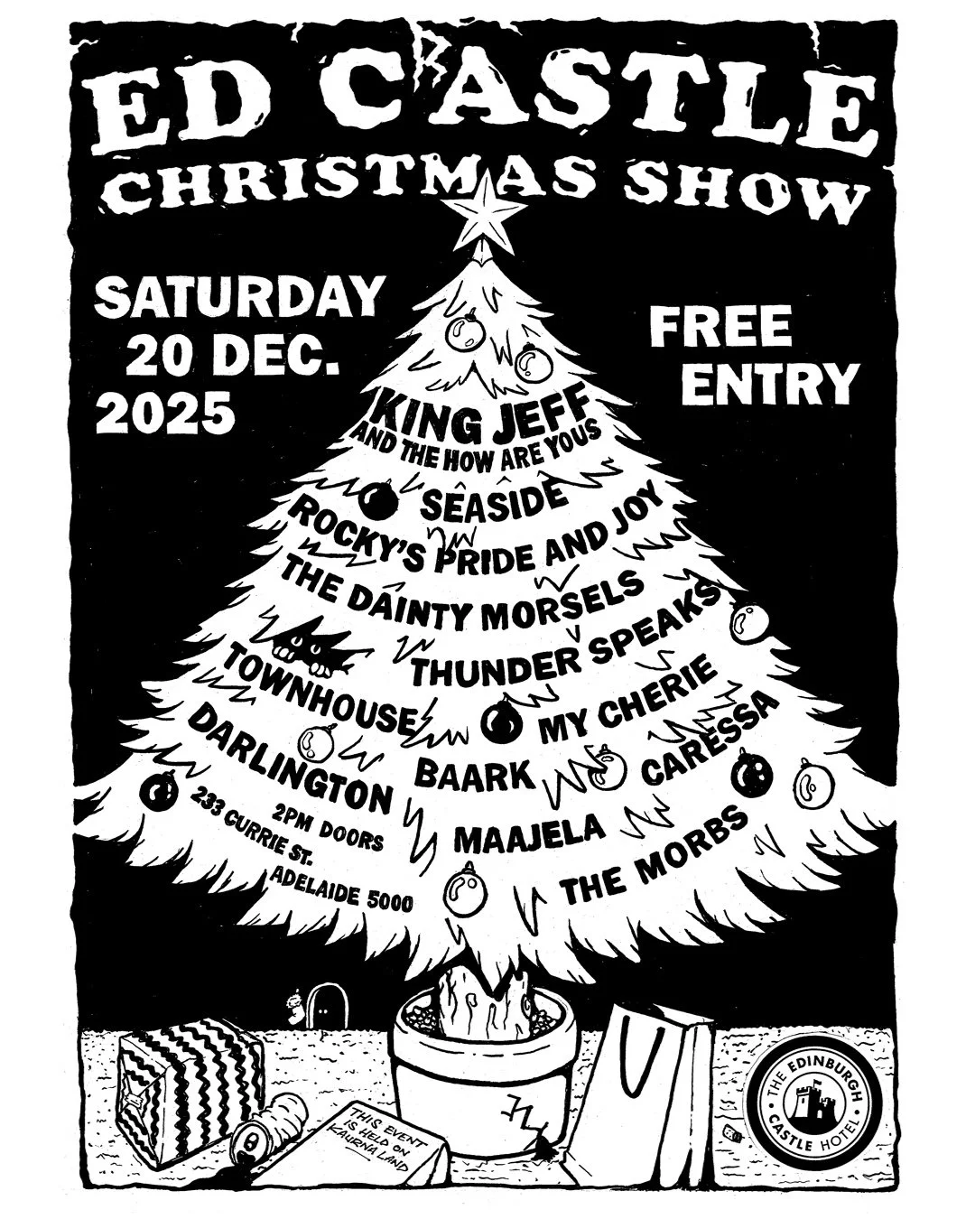 The venue has changed but the tradition remains - The Ed Castle/Crown &amp; Anchor's annual Festivus is here! 🏰👑⚓️⁠
⁠
2PM DOORS⁠
2:20PM &rarr; @the.m0rbs⁠
3:05PM &rarr; @maajela___⁠
3:50PM &rarr; @caressatheband⁠
4:35PM &rarr; @baark_⁠
5:20PM &rarr