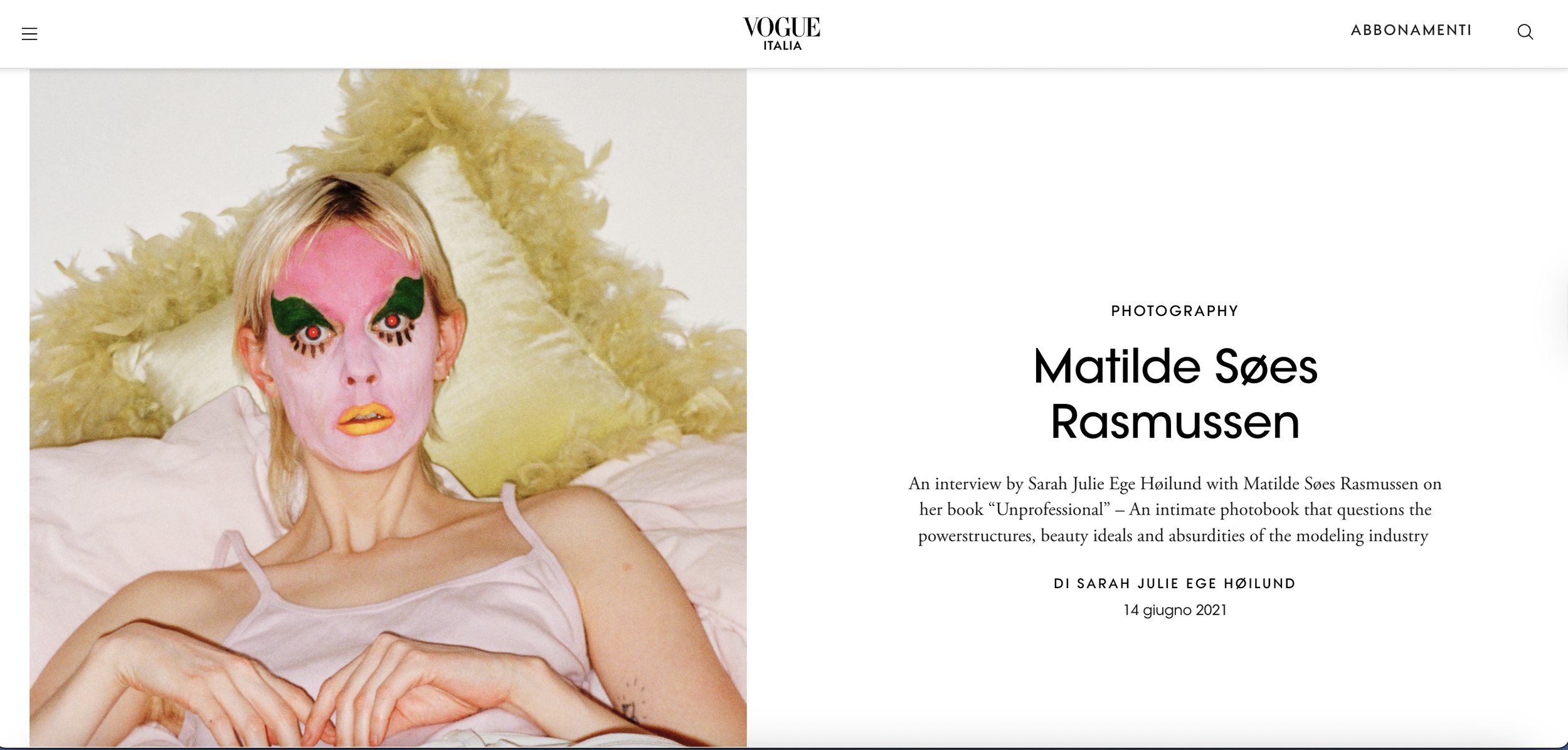 MATILDE SØES INTERVIEW, VOGUE ITALIA
